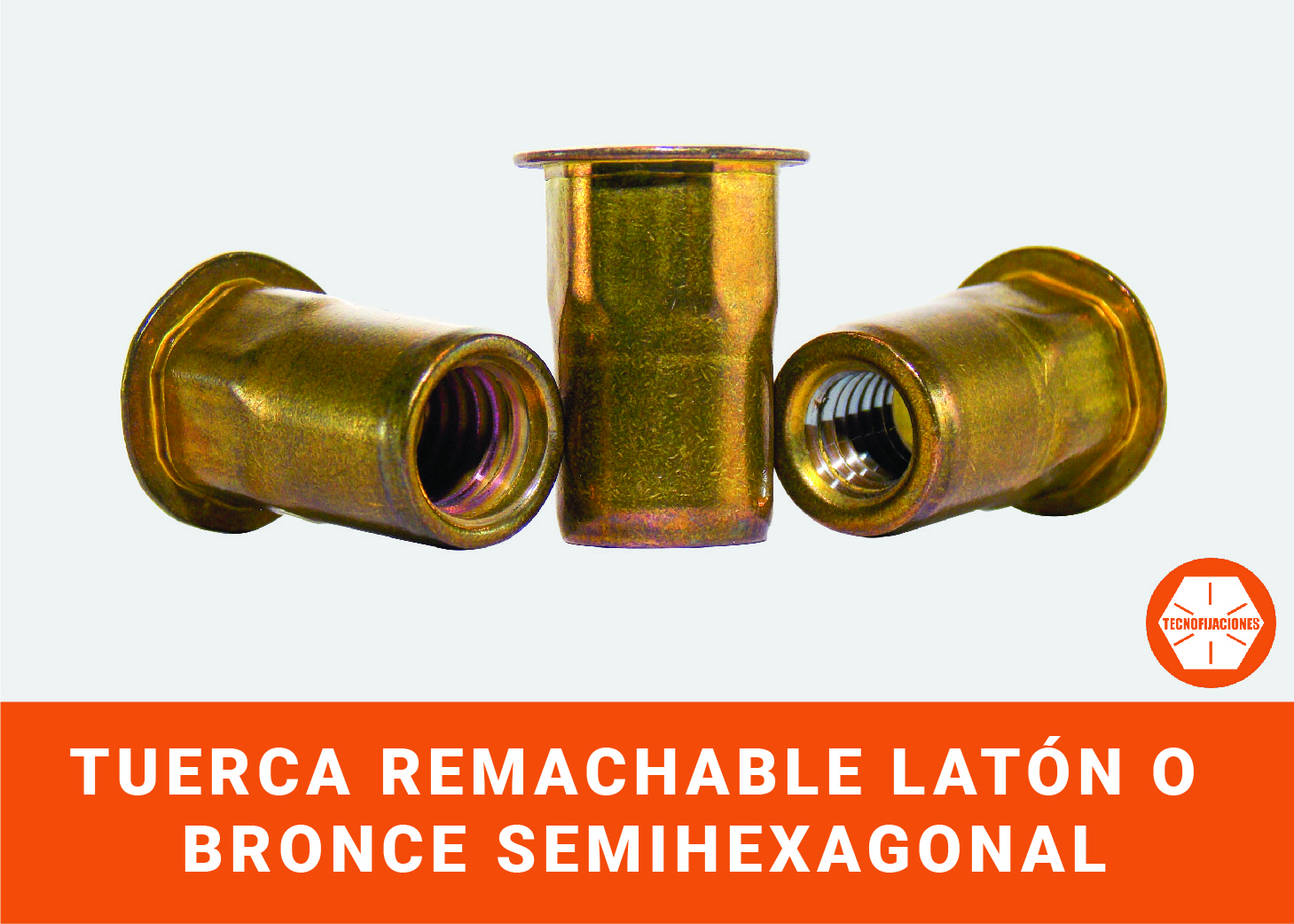 Tuerca Remachable Latón o Bronce Semi-Hexagonal-image