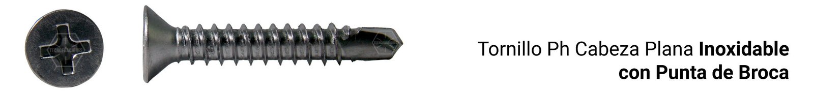 Tornillo Ph Cabeza Plana Inoxidable con Punta de Broca