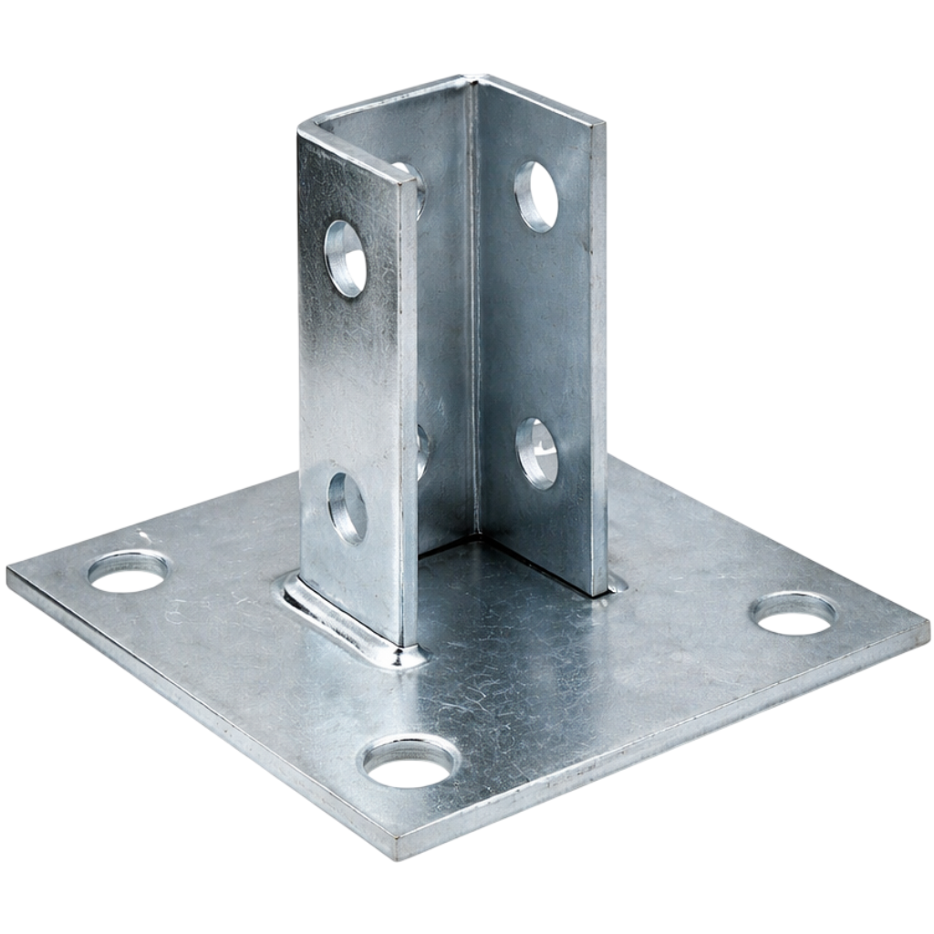 Base para unicanal cuadrada sencilla 4 perforaciones